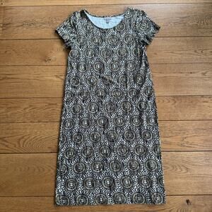 J. Jill Wearever Collection Stretch Dress Tribal SZ SP Soft Neutral Knee Midi